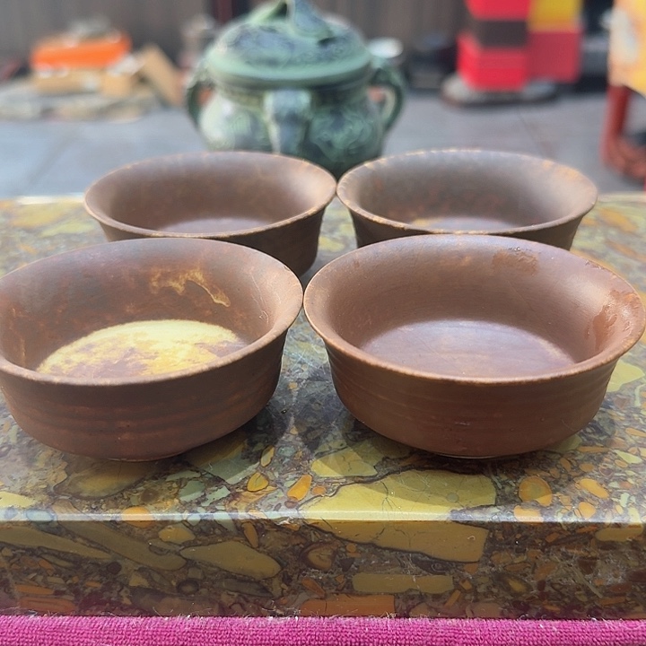陶烧品茗杯四个。。。品茗