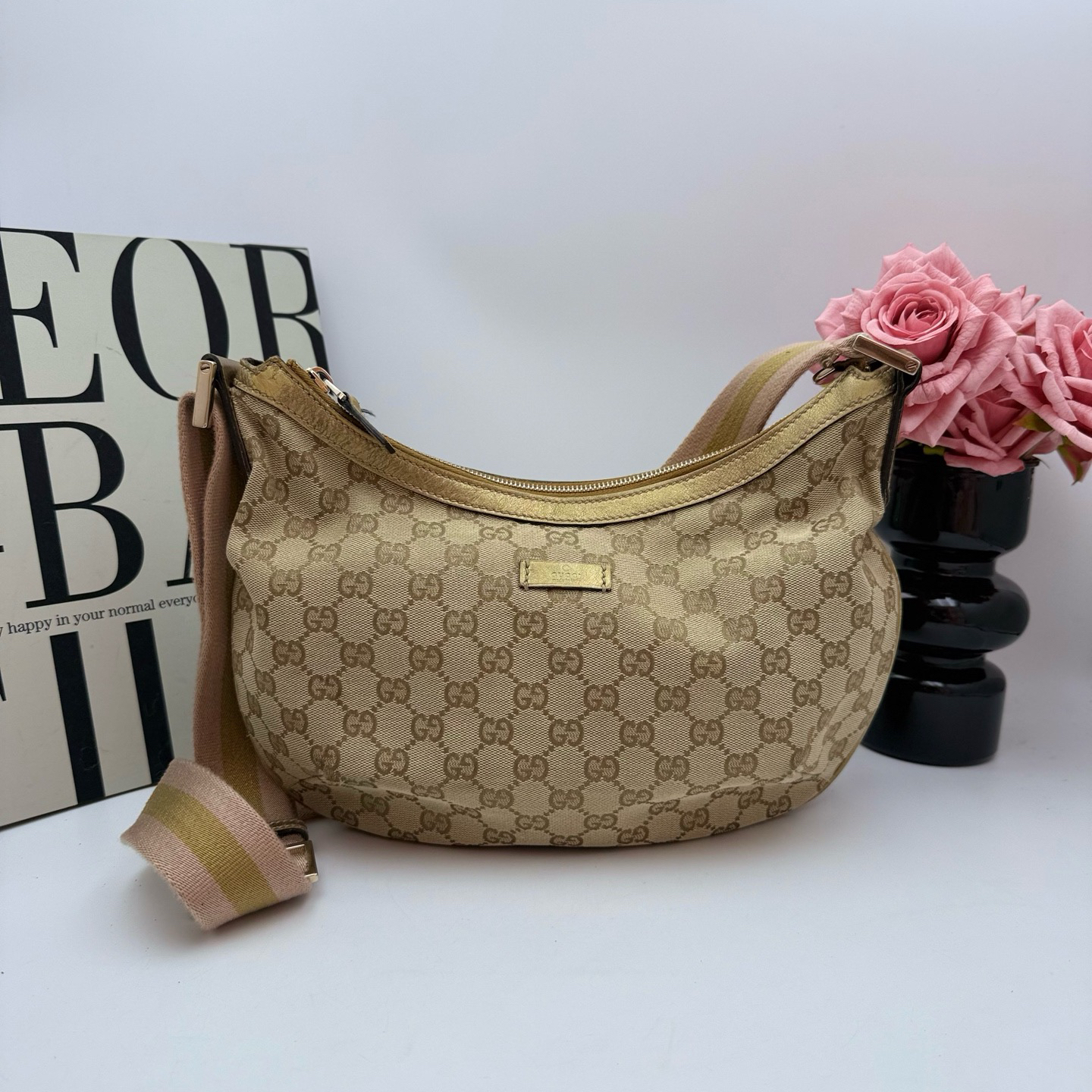 95新 GUCCI/古驰 古驰/Gucci xy 7157 老花布面腋下包
