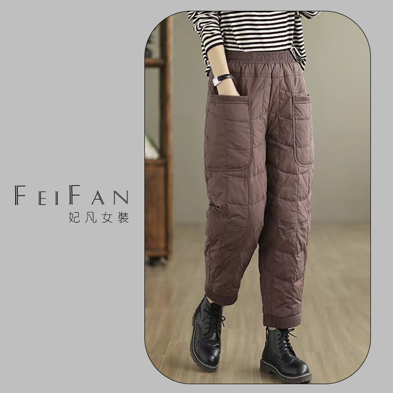 X93【6611】2025冬季新款羽绒裤外穿通勤简约加棉休闲长裤
