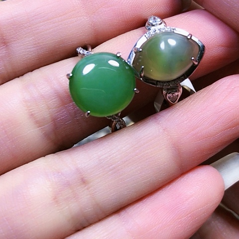 和田玉银S925镶嵌戒指