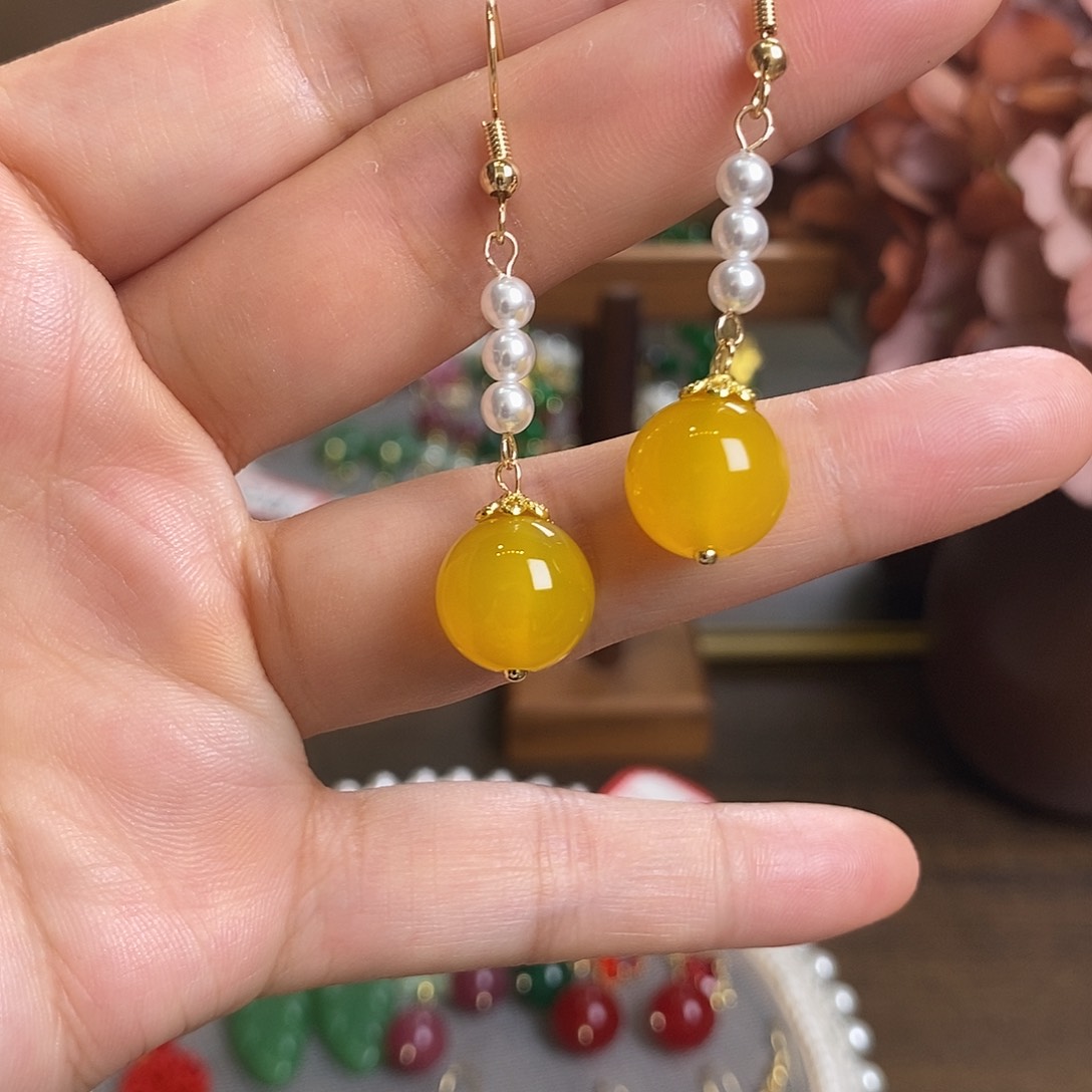 玛瑙/玉髓耳钉合金