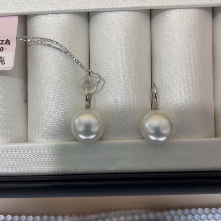 海水珍珠上新澳白冷白光高跟鞋耳钩10-11mm18K金镶嵌