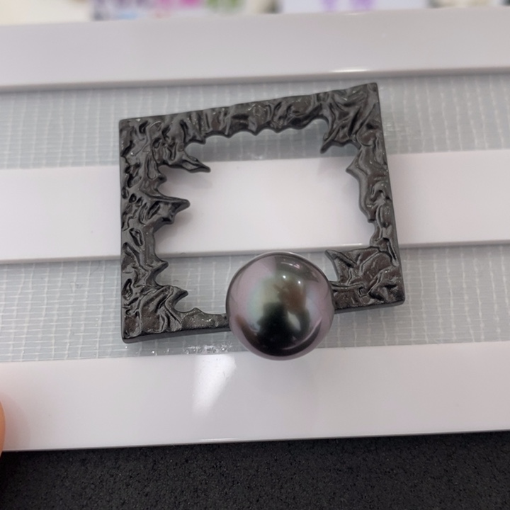 银S925镶嵌颈饰海水珍珠11+大溪地吊坠不退换