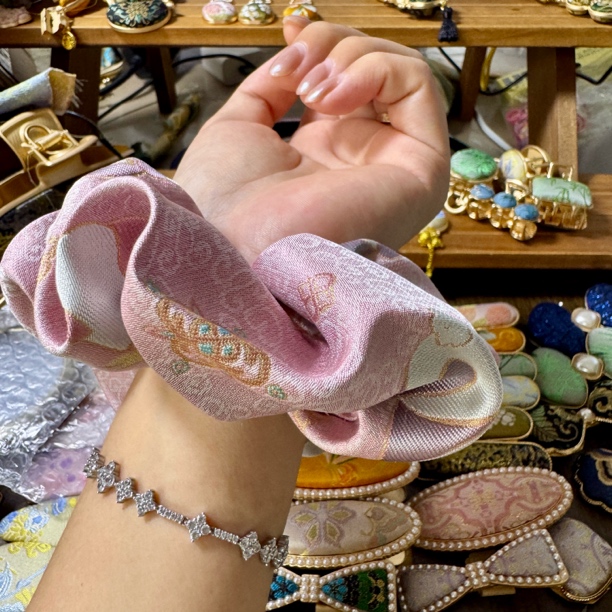 【发圈】宋锦发圈纯手工缝制大肠圈宋锦饰品