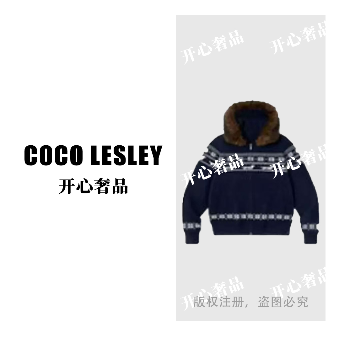 【开心奢品】G美式复古费尔岛毛领连帽慵懒风上衣8410