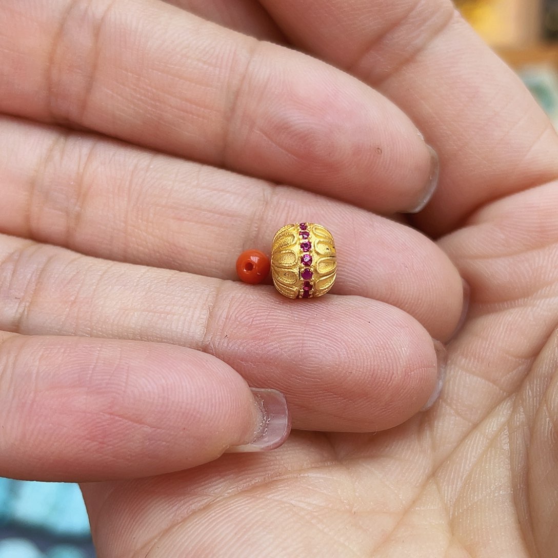 南红玛瑙吊坠(不含链)银S925镀金镶嵌