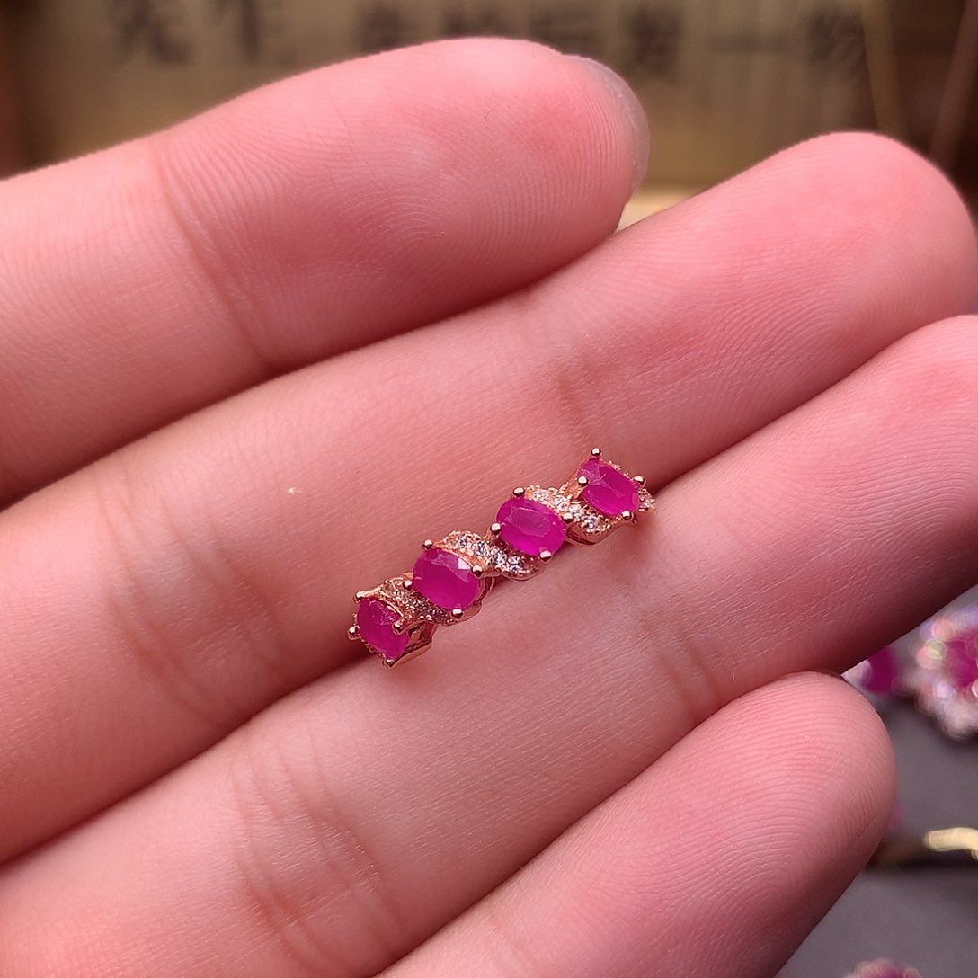 红宝石戒指银S925镶嵌