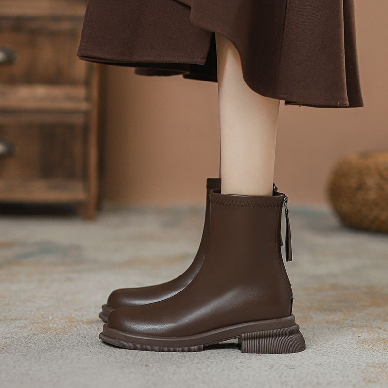 A57英伦风马丁靴女新款厚底短靴百搭显瘦切尔西靴秋冬瘦瘦靴