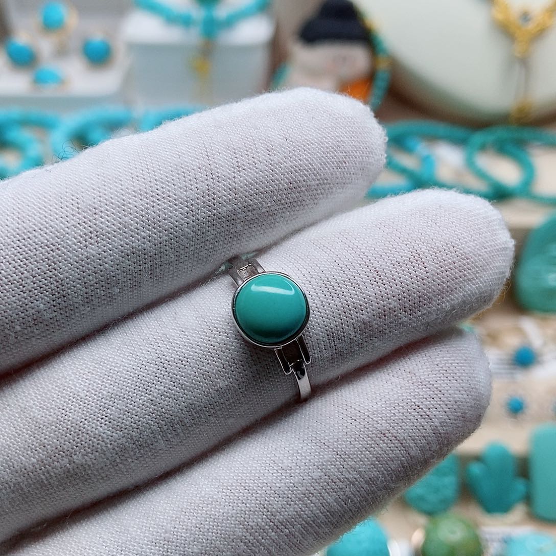 绿松石耳饰银S925镶嵌