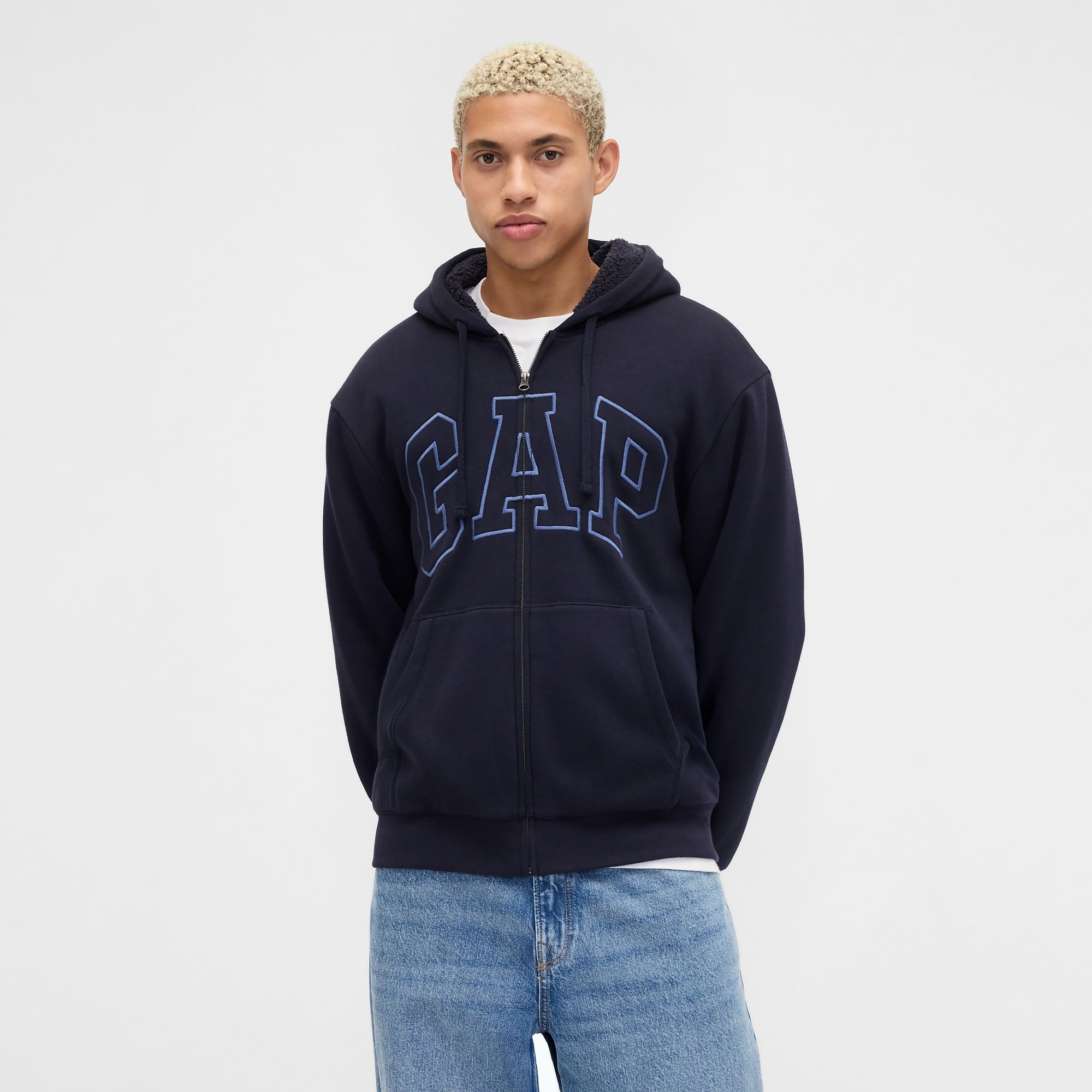 【成毅代言】Gap男女装2025仿羊羔绒连帽拉链卫衣外套美版789781