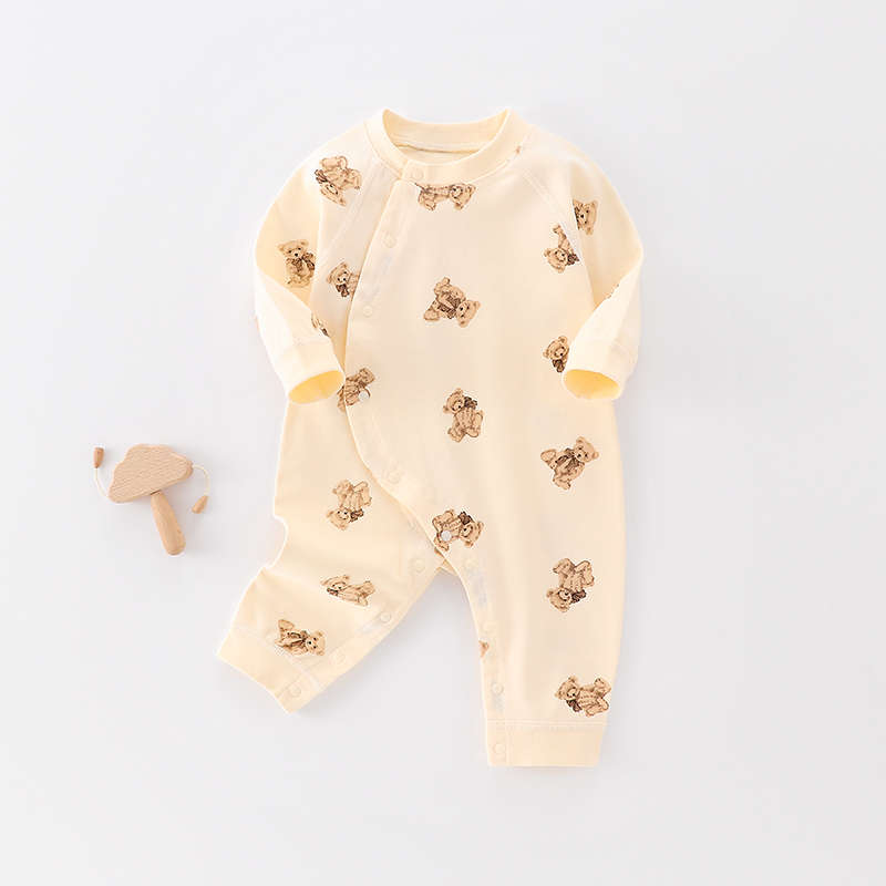 娃丽比熊 新生儿连体衣无骨纯棉宝宝长袖哈衣幼儿打底爬服婴儿