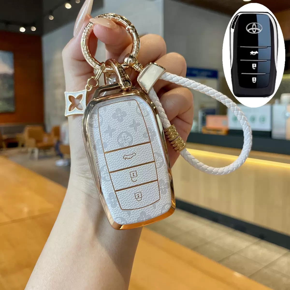 适用于新款丰田凌放/荣放/亚洲龙/汉兰达/凯美瑞车型钥匙套女款