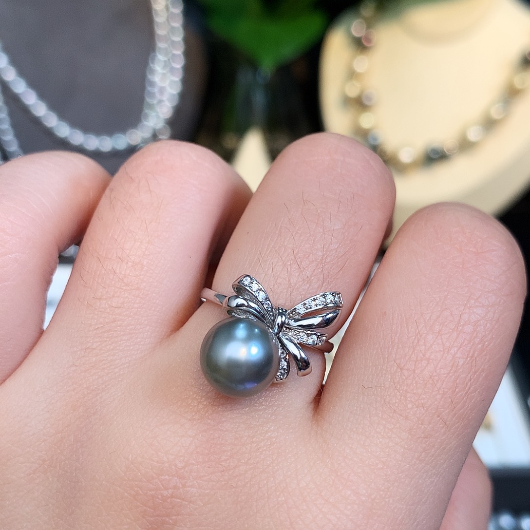 银S925镶嵌戒指海水珍珠