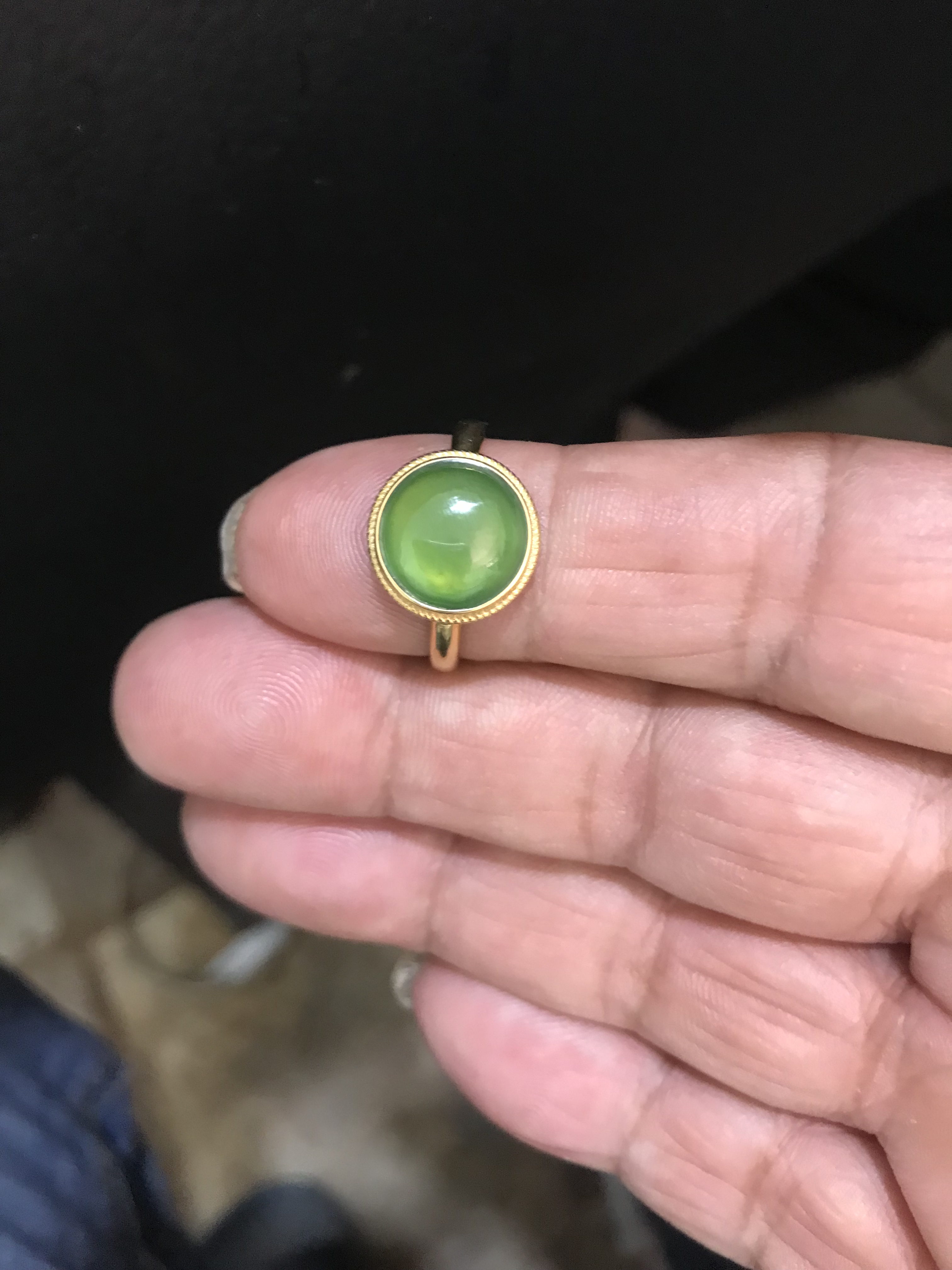 正品和田玉碧玉戒指