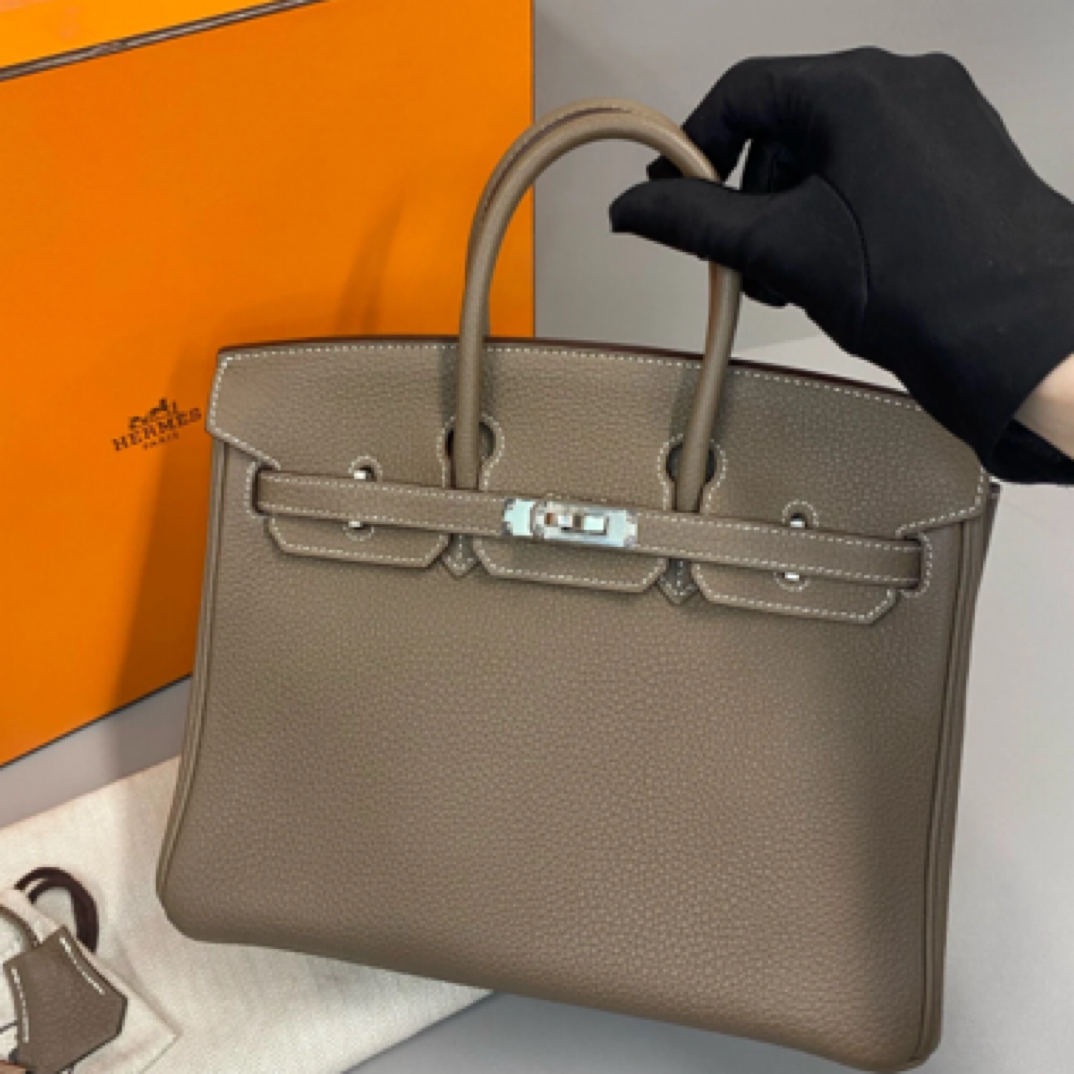 99新 Hermes/爱马仕 爱马仕BK25大象灰银扣togo皮u手提包8482061