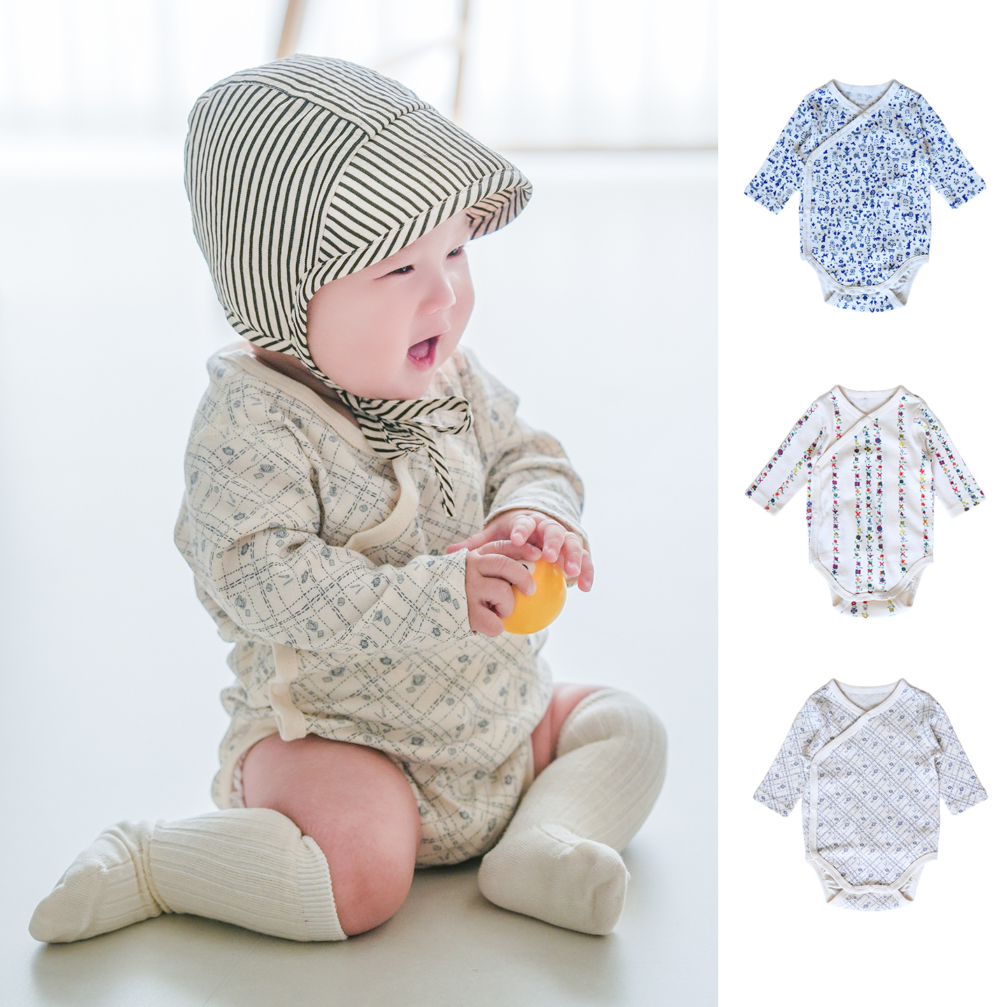 2025新款男女宝双层护肚新生儿美国进口匹马棉包屁衣长袖