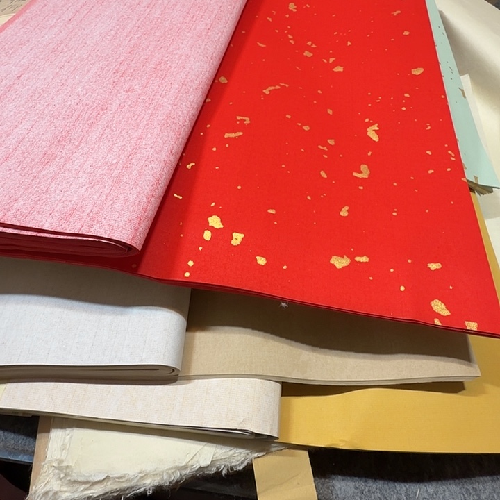 笔***韵30张六尺对开蜡染宣纸仿古加浅蓝