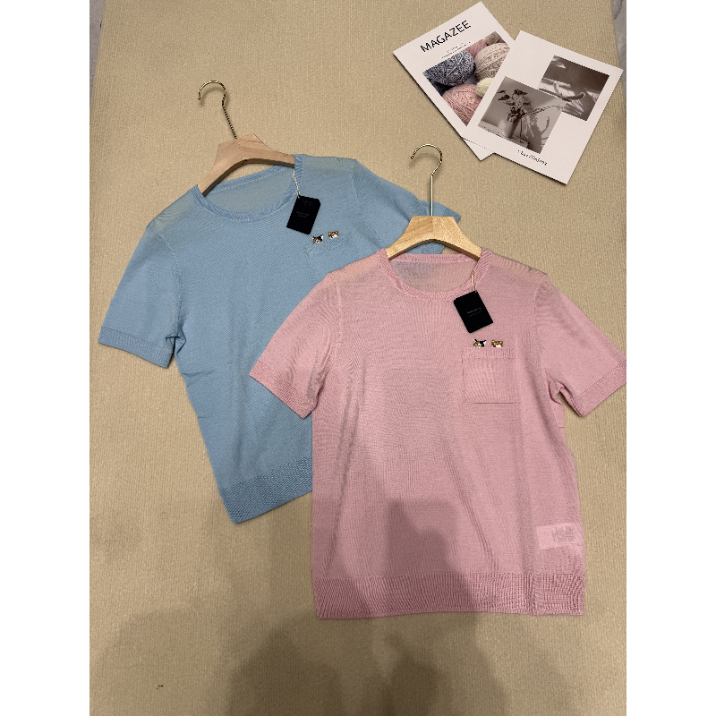 Mozch  扬子纱羊毛超柔软不扎口袋嬉闹猫咪极简针织T恤D10