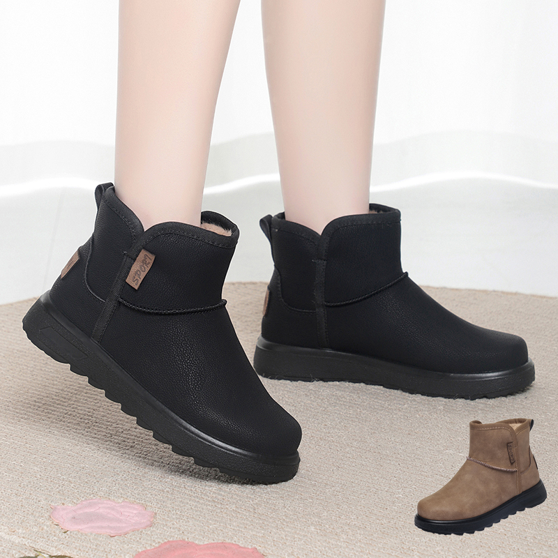 冬季棉靴软底加厚保暖时尚雪地靴女士百搭平底防水休闲风短筒棉鞋
