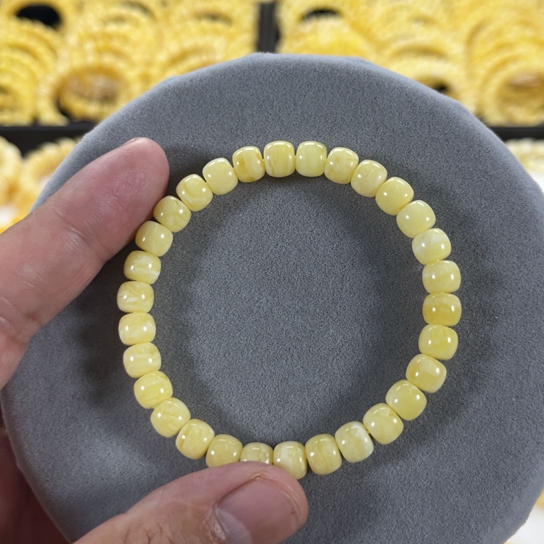 蜜蜡手串未镶嵌纯天然俄料白花虎皮