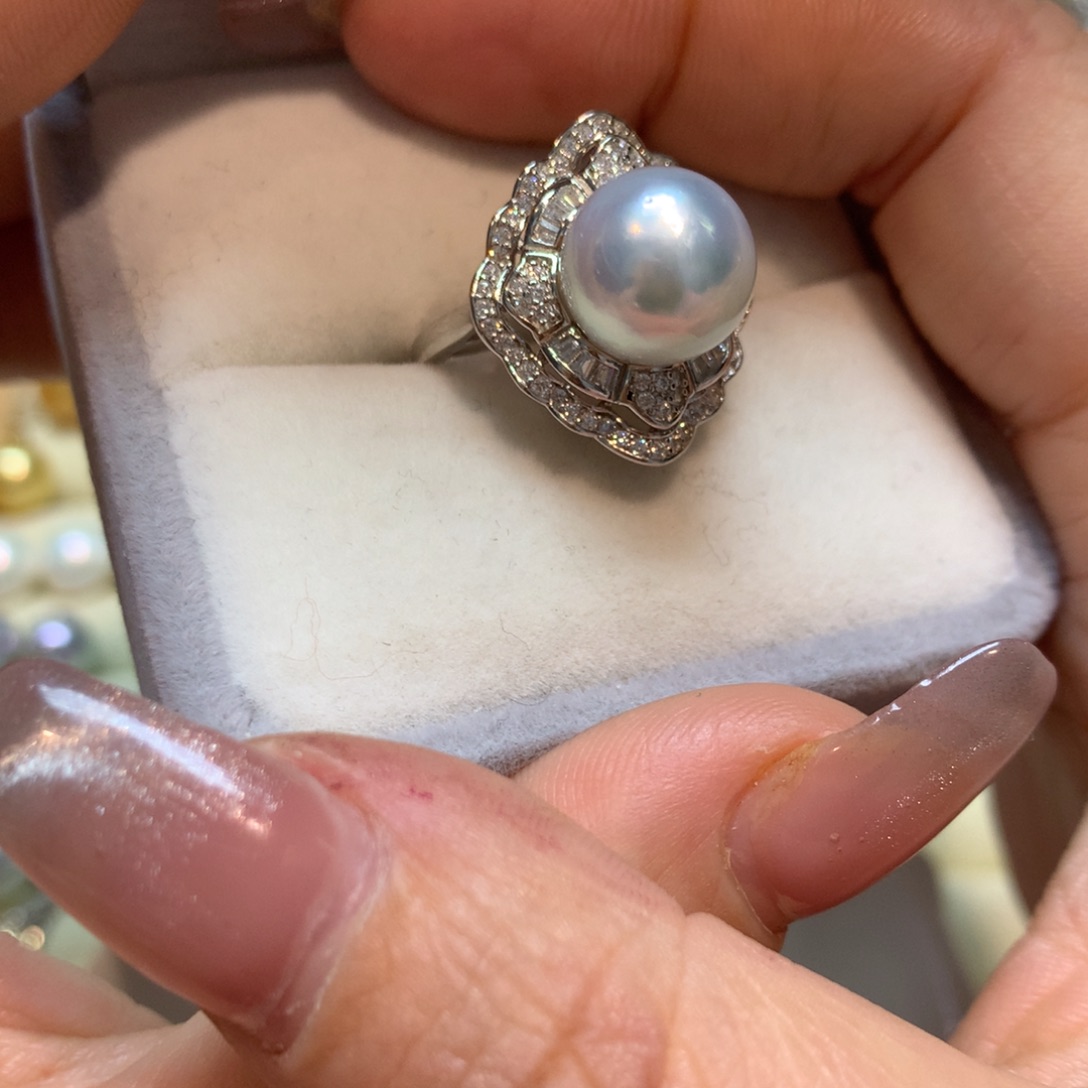 海水珍珠戒指银S925镶嵌