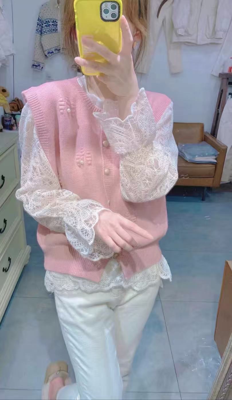 【8685】米#休闲百搭钉珠针织马甲