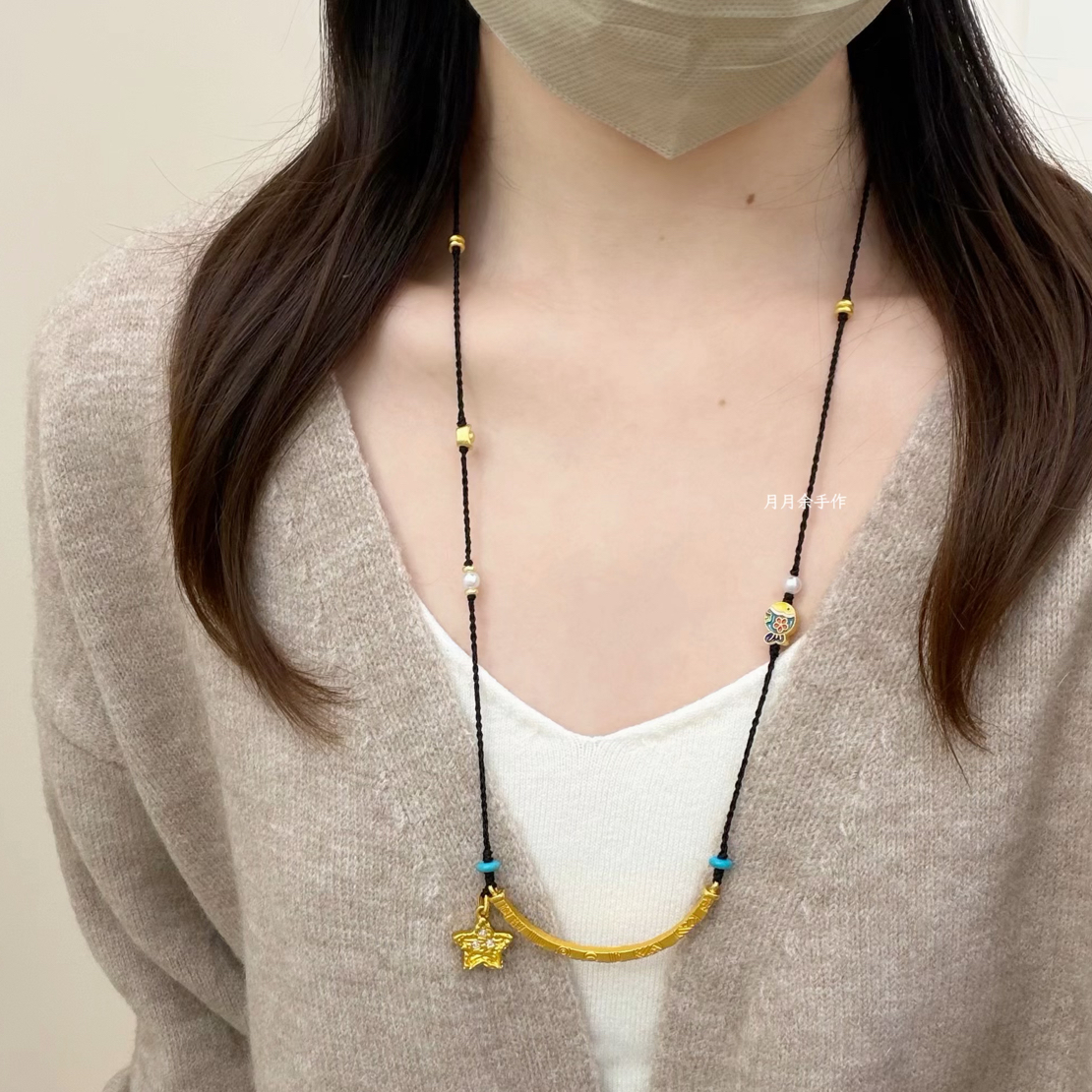 纯手工编绳吉言弯管微笑新中式项链毛衣链