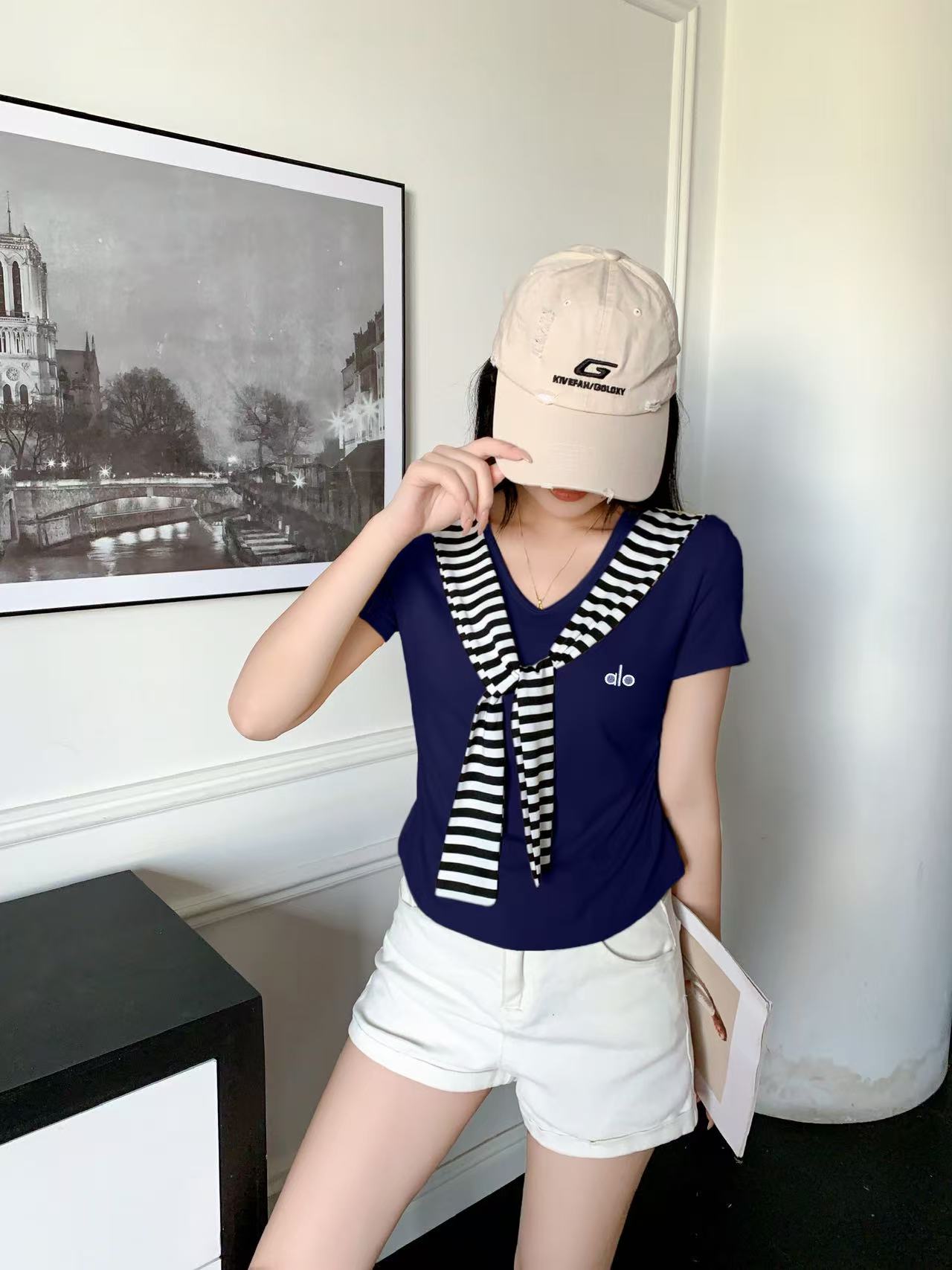 【320-340】显瘦ins印花宽松女新款百搭夏季修身时尚小众女短袖T恤