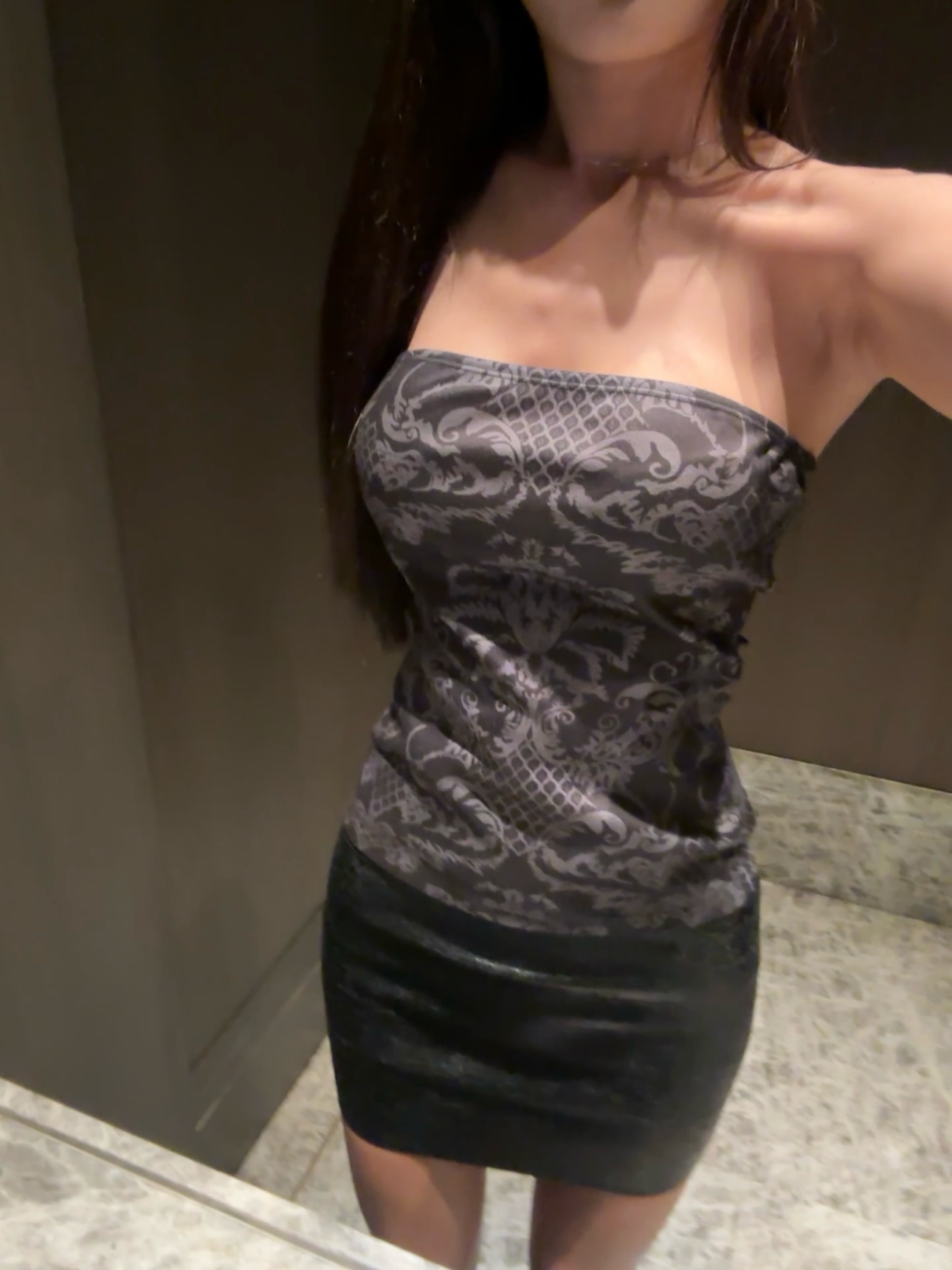 ROSE•复古印花抹胸+黑绷带收腰包臀裙  套装