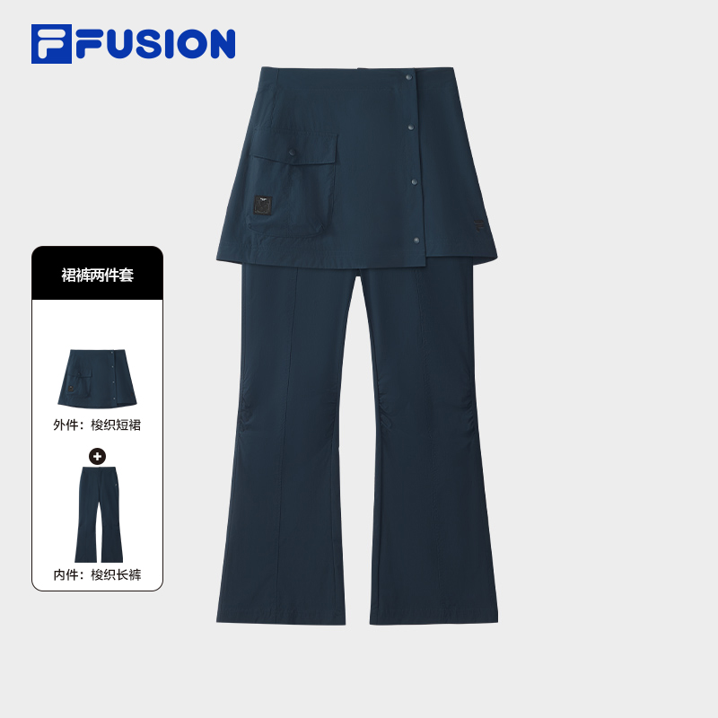 斐乐裤裙夏季透气修身微喇休闲长裤短裙两件套T11W533806F