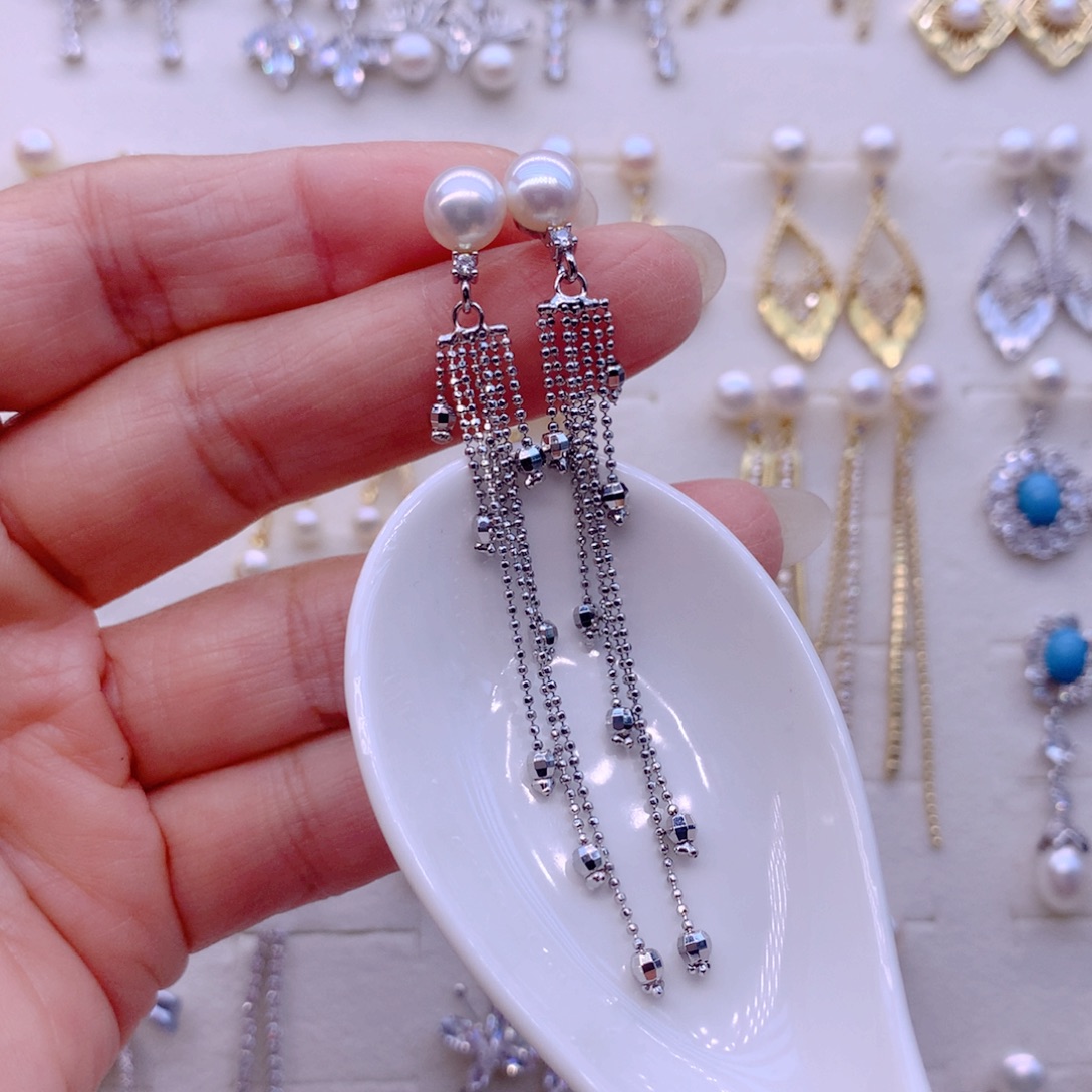 合金淡水珍珠耳饰