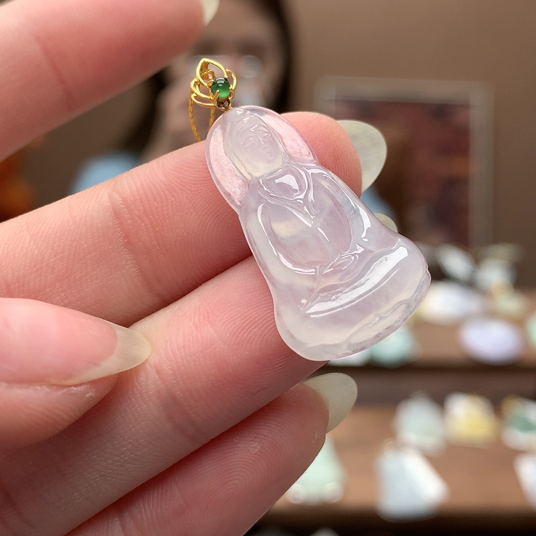 翡翠吊坠(不含链)18K金镶嵌