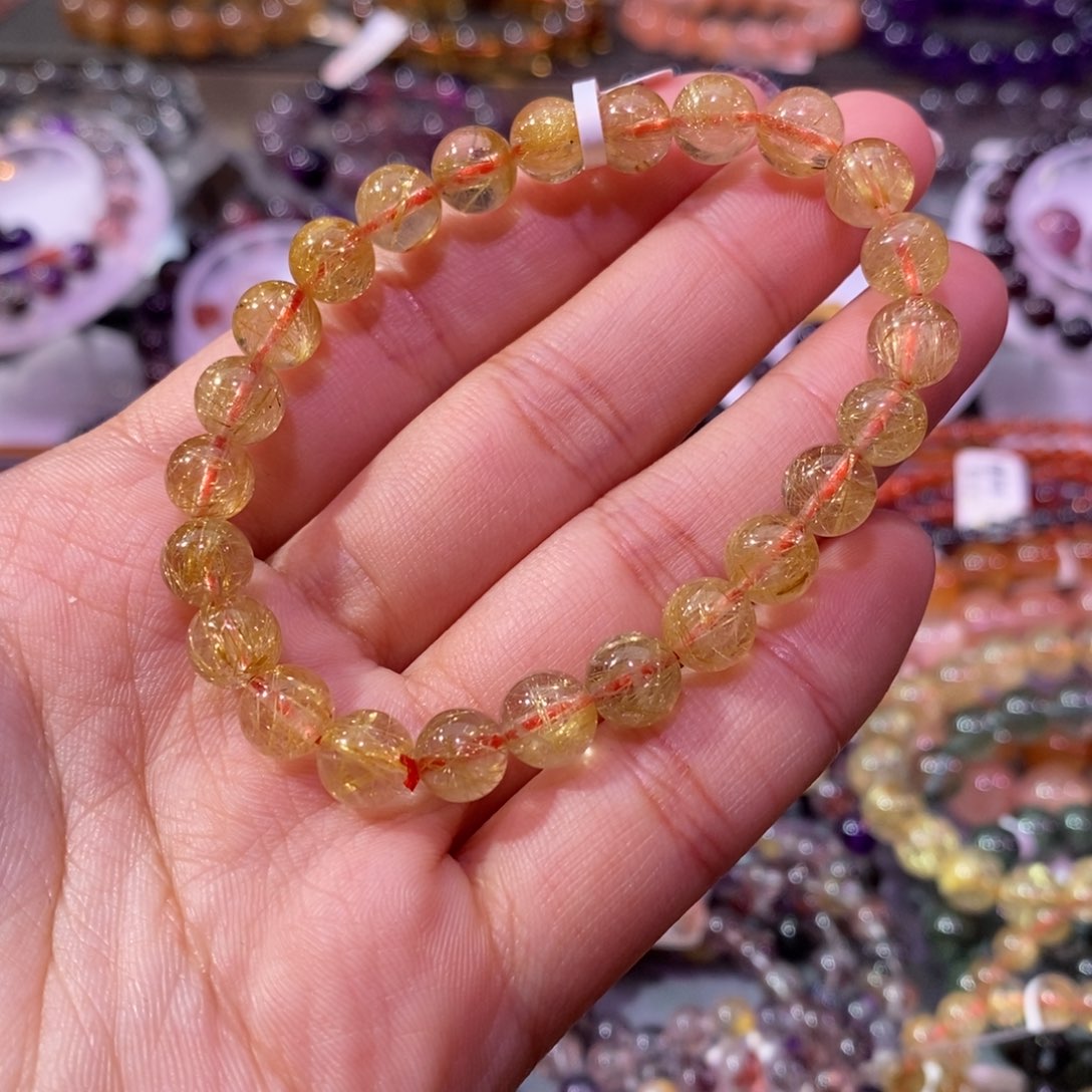 水晶手串未镶嵌金发晶7+