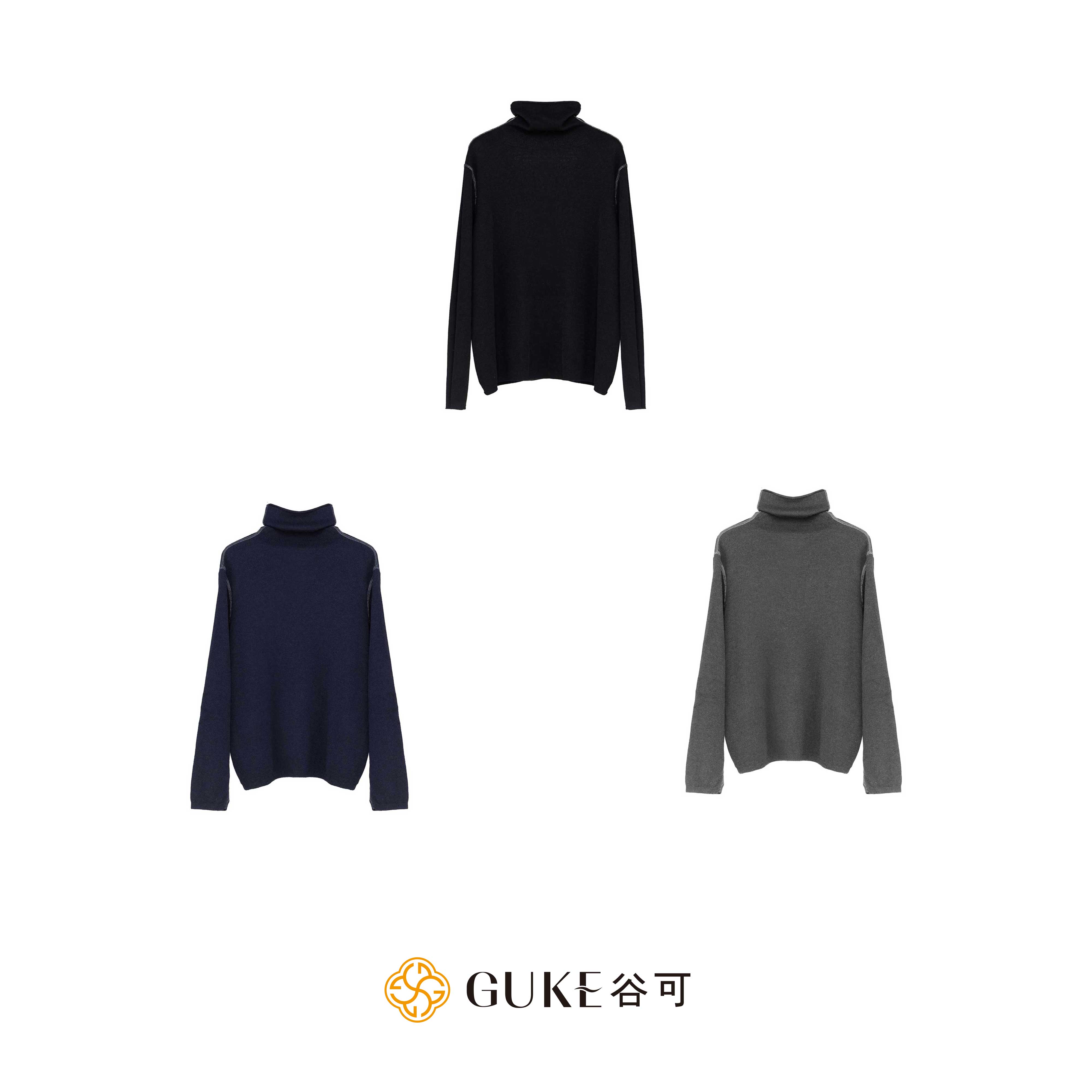 GKE/谷可MS6076秋季时尚百搭堆领套头毛衫保暖亲肤日常毛衣上衣