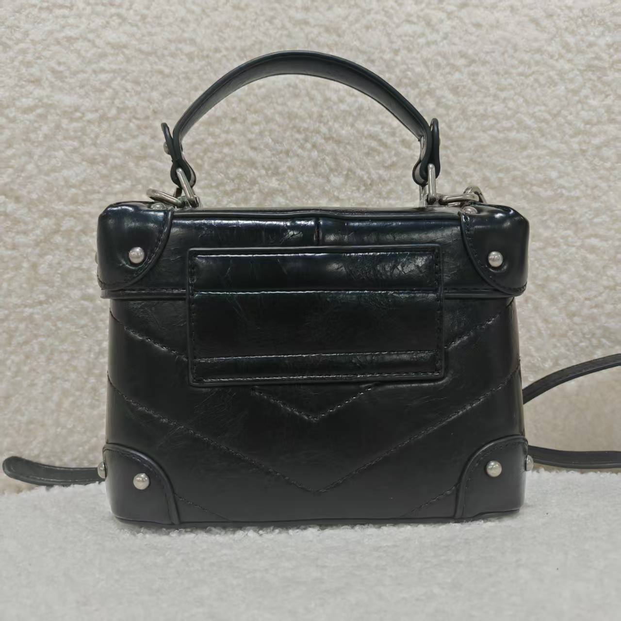 Laugh Queen手工打造真皮女士包0048黑色太盒子