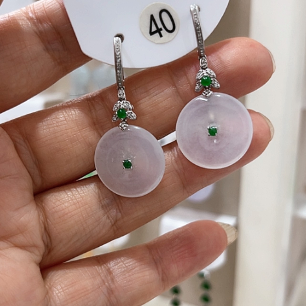 【闪购商品】翡翠耳饰18K金镶嵌丽*翡翠耳坠