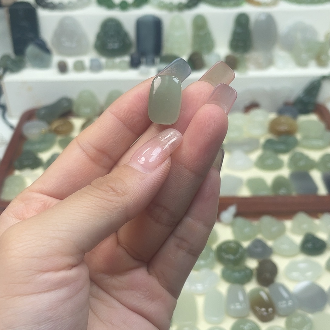 和田玉银S925镶嵌吊坠(不含链)