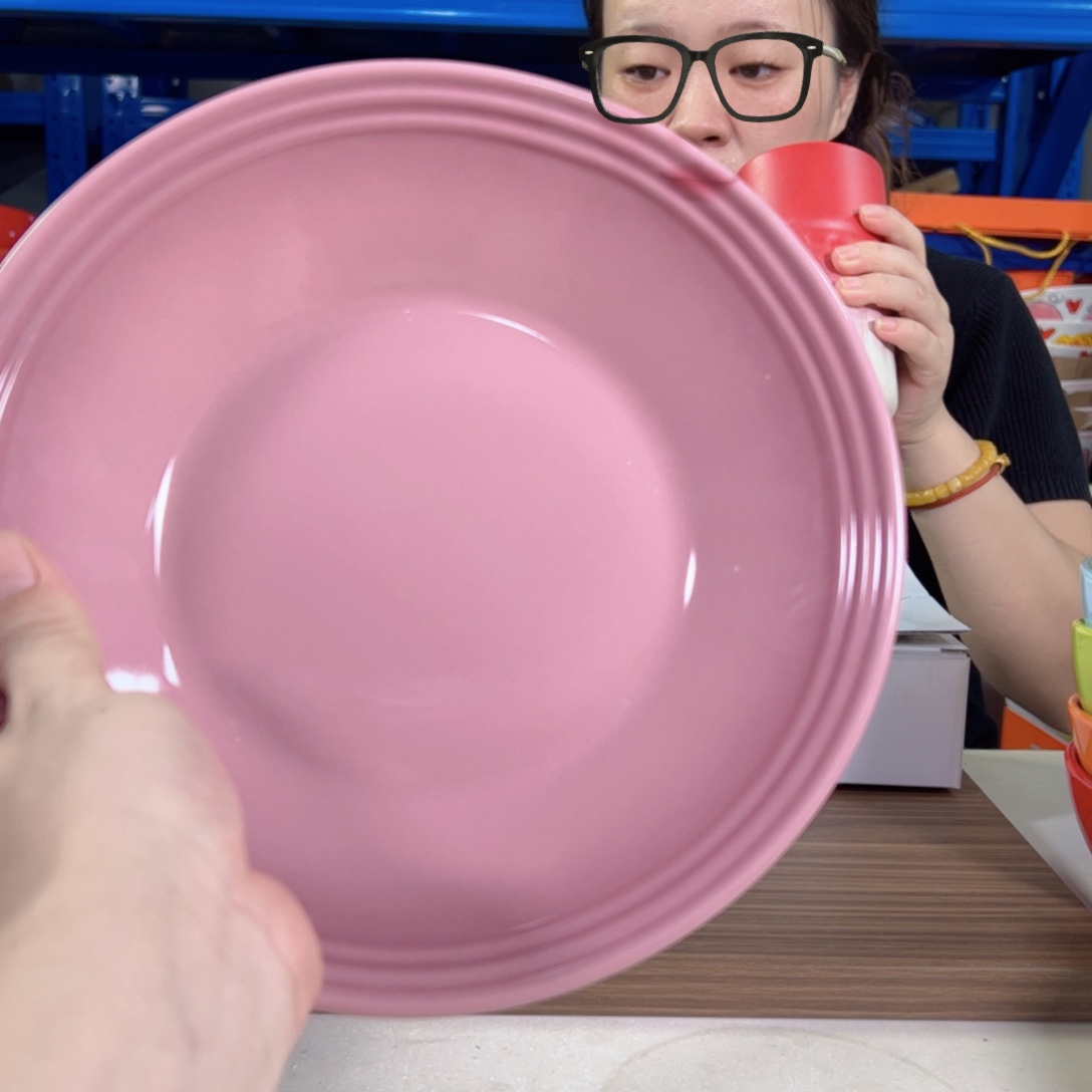陶瓷锦葵紫斗笠盘