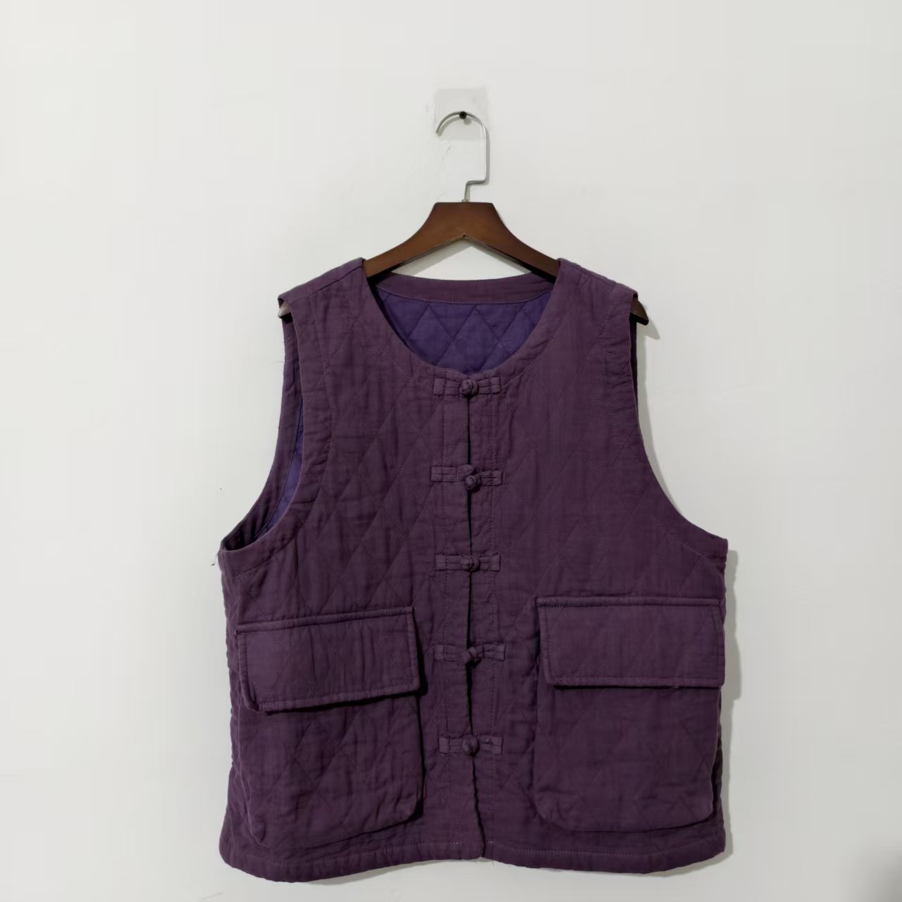 【大梅子推荐】设计款亚麻盘扣棉马甲A171（衣长60胸围110）