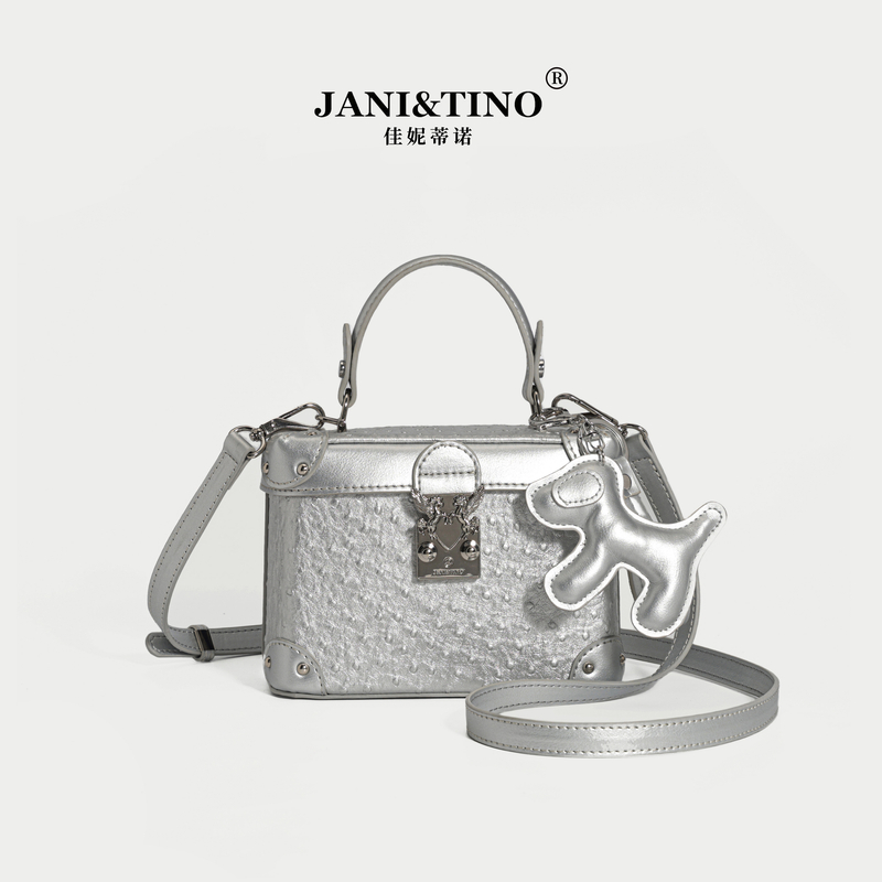 JANITINO/佳妮蒂诺姗姗家新款经典时尚单肩包优质手提包286鸵鸟银