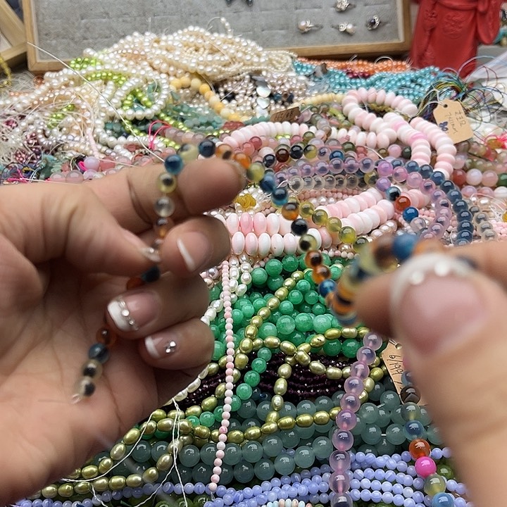 玛瑙/玉髓珠宝半成品未镶嵌一条6mm翠糖心玛瑙