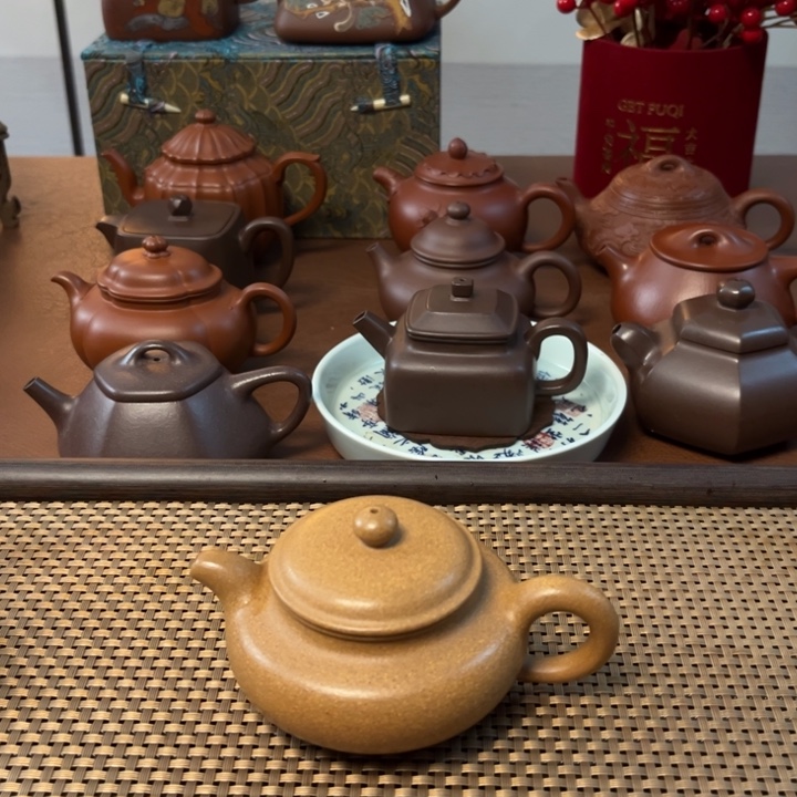 紫砂茶壶仿古黄降坡半手壶