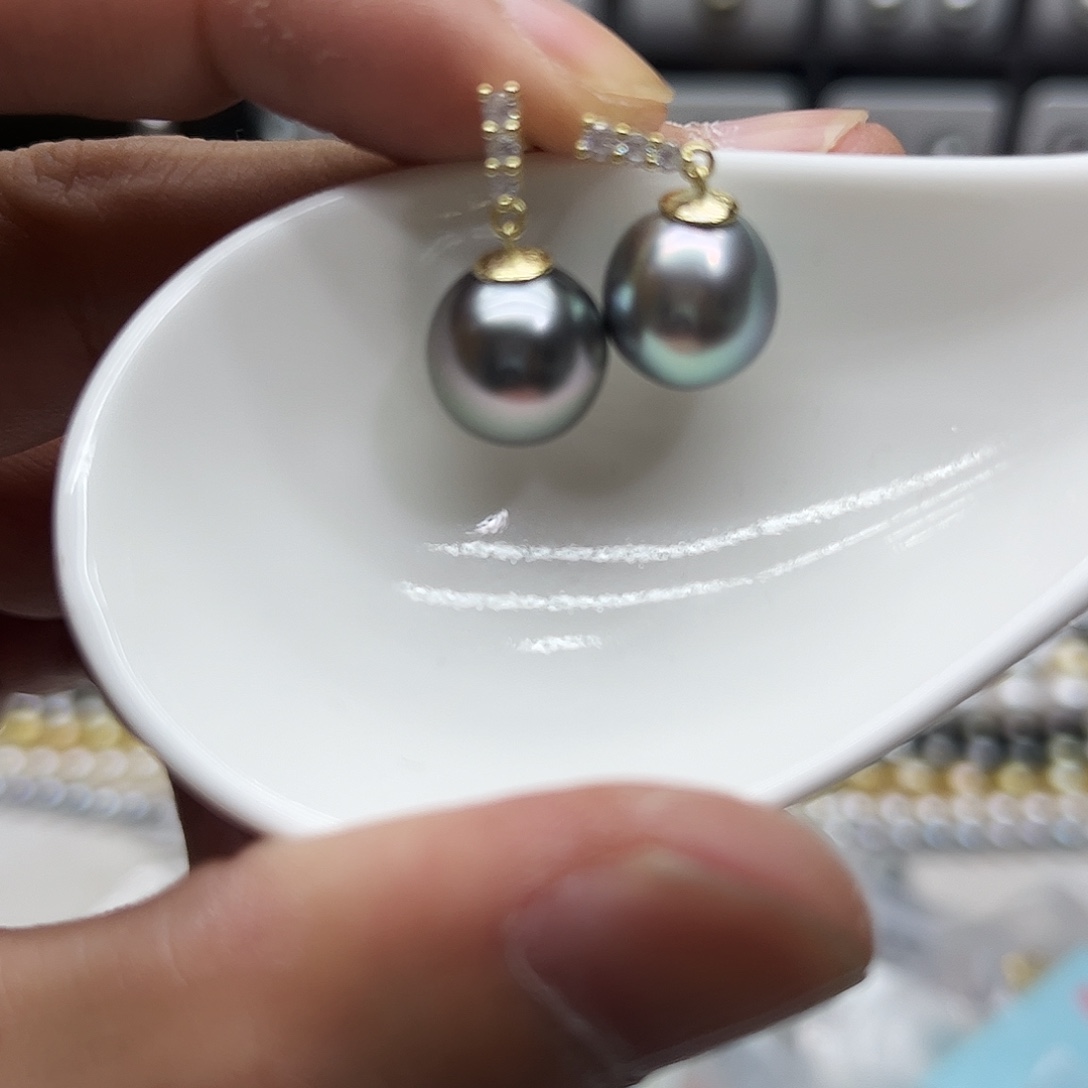 银S925镶嵌耳饰海水珍珠