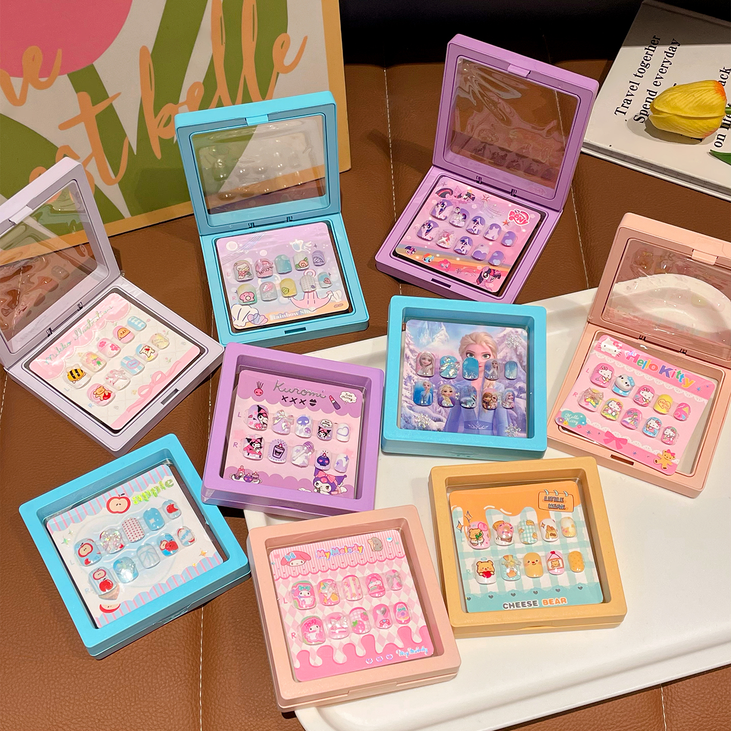 艾莎公主儿童指甲贴卡通库洛米女童穿戴甲2025新款无毒无味小女孩