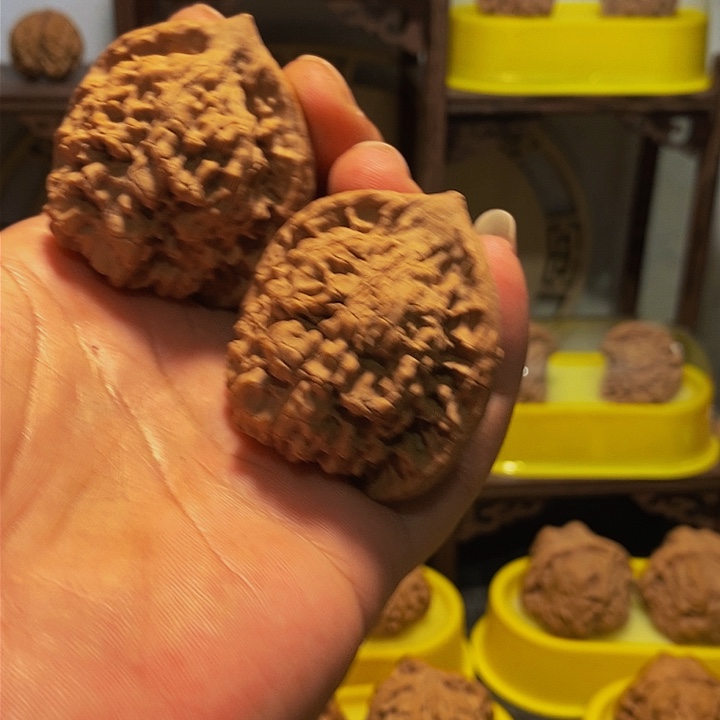 文玩核桃吊坠青***@48全品无修官帽一对