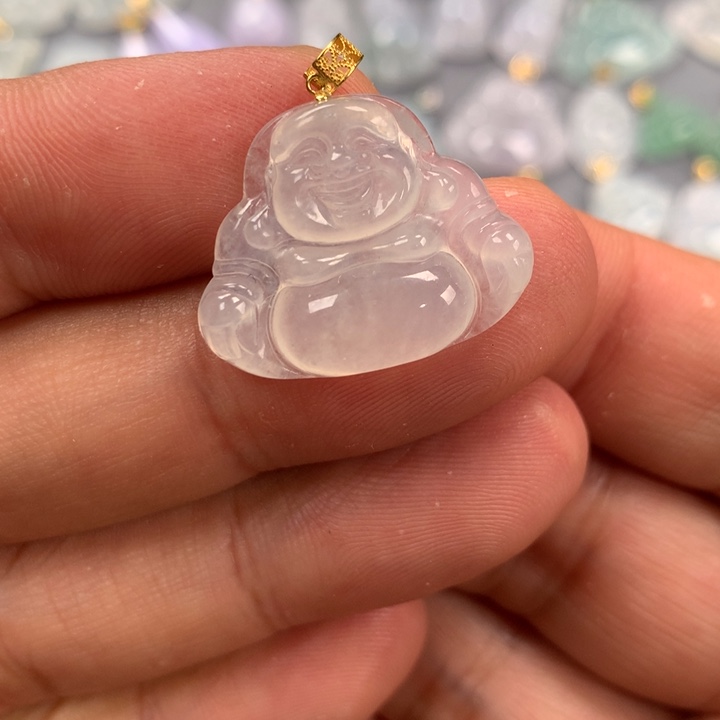 翡翠颈饰18K金镶嵌佛公