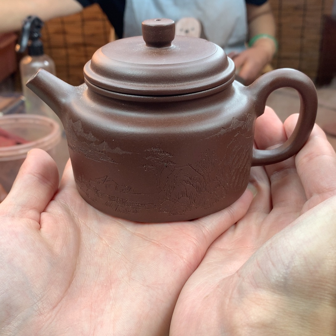 盐***波茶壶紫砂德中 刻字 紫泥 周宜君