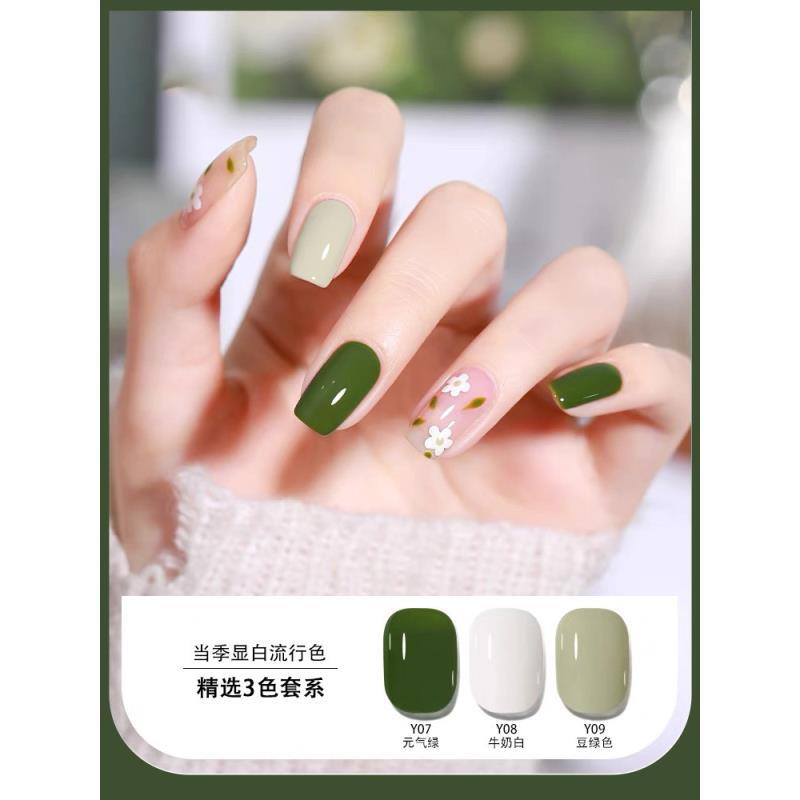 美甲网红推荐白色流行3色小套装甲油胶夏天光疗胶流行色元气绿