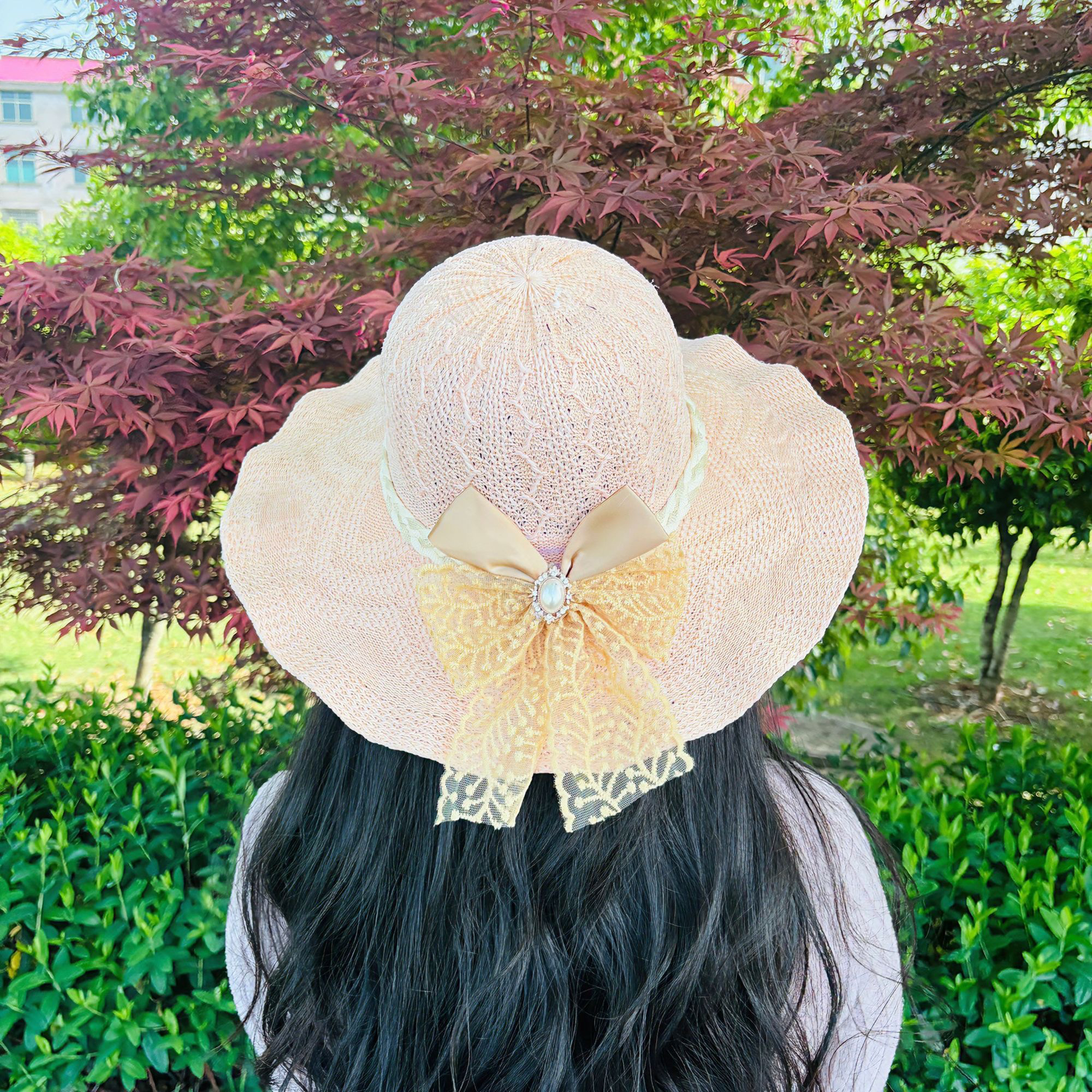 大檐草帽遮脸女士夏季韩版渔夫帽出游遮阳帽沙滩太阳帽
