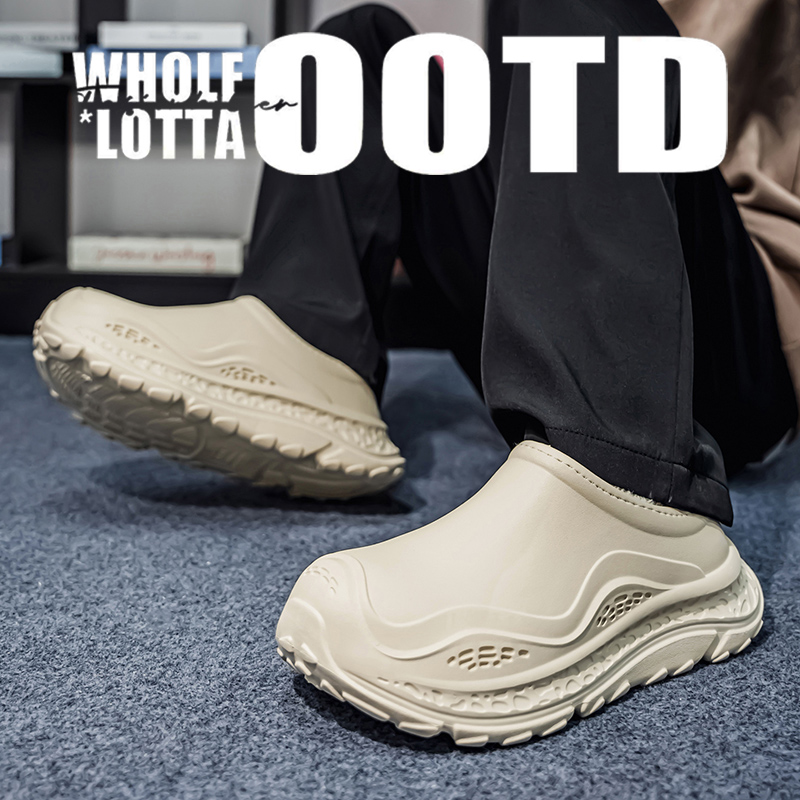 加绒棉鞋男女款外穿秋冬厚底增高保暖棉拖防滑防水百搭包头毛拖鞋